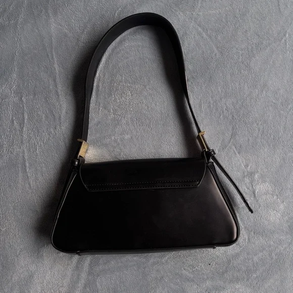 Zara Classic Trapeze Minimalist Black Shoulder Bag - Picture 3 of 8